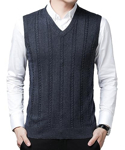 OlyljpinZ Herren V-Ausschnitt Ärmellose Weste Slim Fit Einfarbig Gentleman Wollweste Classic Business Gentleman Strickwaren Tanktops von OlyljpinZ