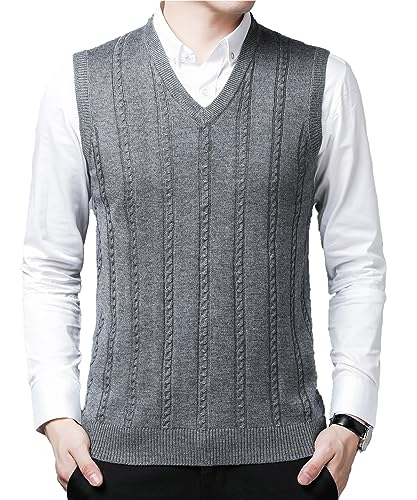 OlyljpinZ Herren V-Ausschnitt Ärmellose Weste Slim Fit Einfarbig Gentleman Wollweste Classic Business Gentleman Strickwaren Tanktops von OlyljpinZ