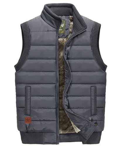 OlyljpinZ Herren Warme Fleeceweste Winter Outdoor Weste mit Vielen Taschen Thermo Stehkragen Anglerweste Freizeit Ärmellos Jacke Kuschelig-warm Gefüttert Weste von OlyljpinZ