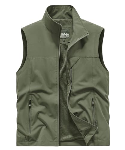 OlyljpinZ Herren Weste Outdoor Anglerweste Leicht Atmungsaktiv Multifunktionsweste Freizeit Jagd Trekking Fotografie Sportweste Camping Wander Safari Weste Sommer Freizeitweste Ärmellose Jacke von OlyljpinZ