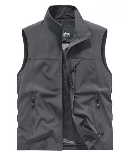 OlyljpinZ Herren Weste Outdoor Anglerweste Leicht Atmungsaktiv Multifunktionsweste Freizeit Jagd Trekking Fotografie Sportweste Camping Wander Safari Weste Sommer Freizeitweste Ärmellose Jacke von OlyljpinZ