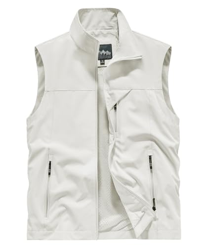 OlyljpinZ Herren Weste Outdoor Anglerweste Leicht Atmungsaktiv Multifunktionsweste Freizeit Jagd Trekking Fotografie Sportweste Camping Wander Safari Weste Sommer Freizeitweste Ärmellose Jacke von OlyljpinZ
