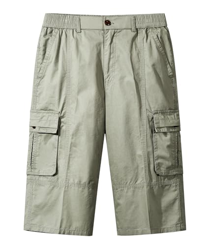 OlyljpinZ Kurze Hosen Herren Baumwolle 3/4 Cargo Shorts Outdoor Sommer Freizeithose Leichte Bermuda Casual Sommerhose Stretch Cargohose Chino Shorts Hose Elastische Taille mit Multi Taschen von OlyljpinZ