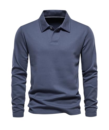 OlyljpinZ Poloshirts Herren Baumwolle Basic Langarmshirt Atmungsaktives Golf Tennis Sport Polohemd Freizeit Outdoor Einfarbig Shirt Autumn Winter Klassisch Sweatshirt Casual Sport Hemd von OlyljpinZ