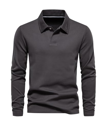 OlyljpinZ Poloshirts Herren Baumwolle Basic Langarmshirt Atmungsaktives Golf Tennis Sport Polohemd Freizeit Outdoor Einfarbig Shirt Autumn Winter Klassisch Sweatshirt Casual Sport Hemd von OlyljpinZ