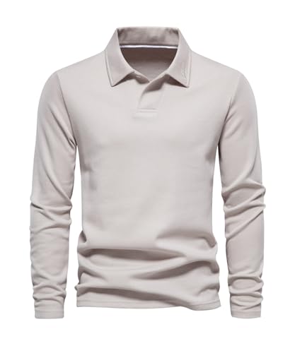 OlyljpinZ Poloshirts Herren Baumwolle Basic Langarmshirt Atmungsaktives Golf Tennis Sport Polohemd Freizeit Outdoor Einfarbig Shirt Autumn Winter Klassisch Sweatshirt Casual Sport Hemd von OlyljpinZ