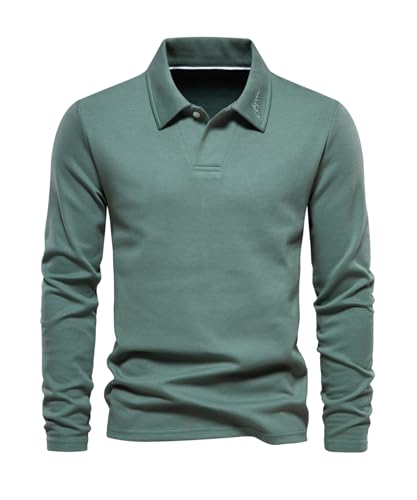 OlyljpinZ Poloshirts Herren Baumwolle Basic Langarmshirt Atmungsaktives Golf Tennis Sport Polohemd Freizeit Outdoor Einfarbig Shirt Autumn Winter Klassisch Sweatshirt Casual Sport Hemd von OlyljpinZ