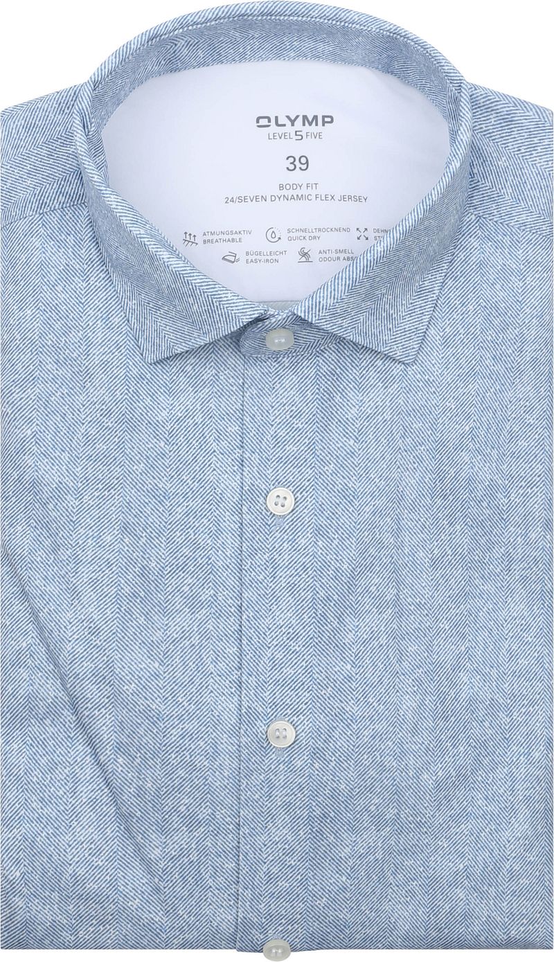 OLYMP Hemd Level 5 24/Seven Herringbone Blau - Größe 39 von Olymp