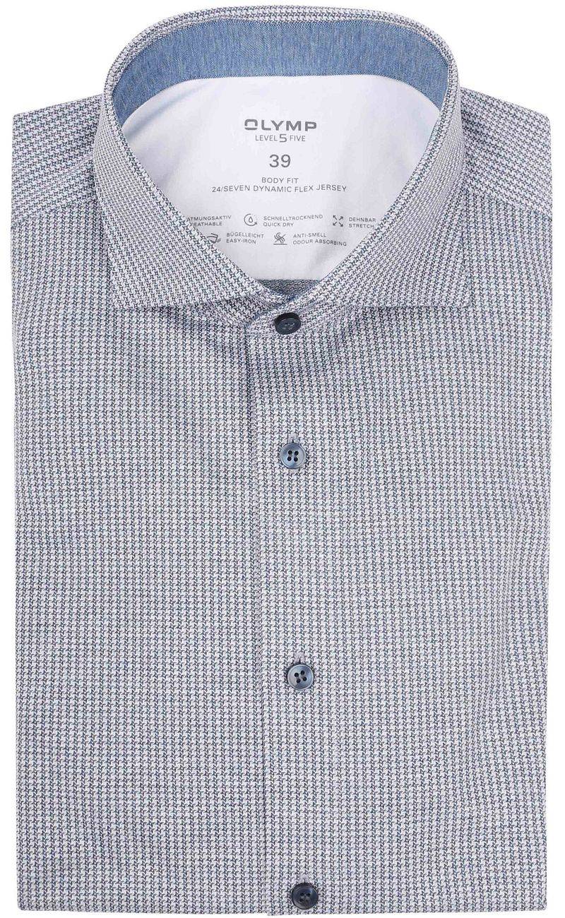 OLYMP Hemd Level 5 24/Seven Pied de Poule Blau - Größe 42 von Olymp