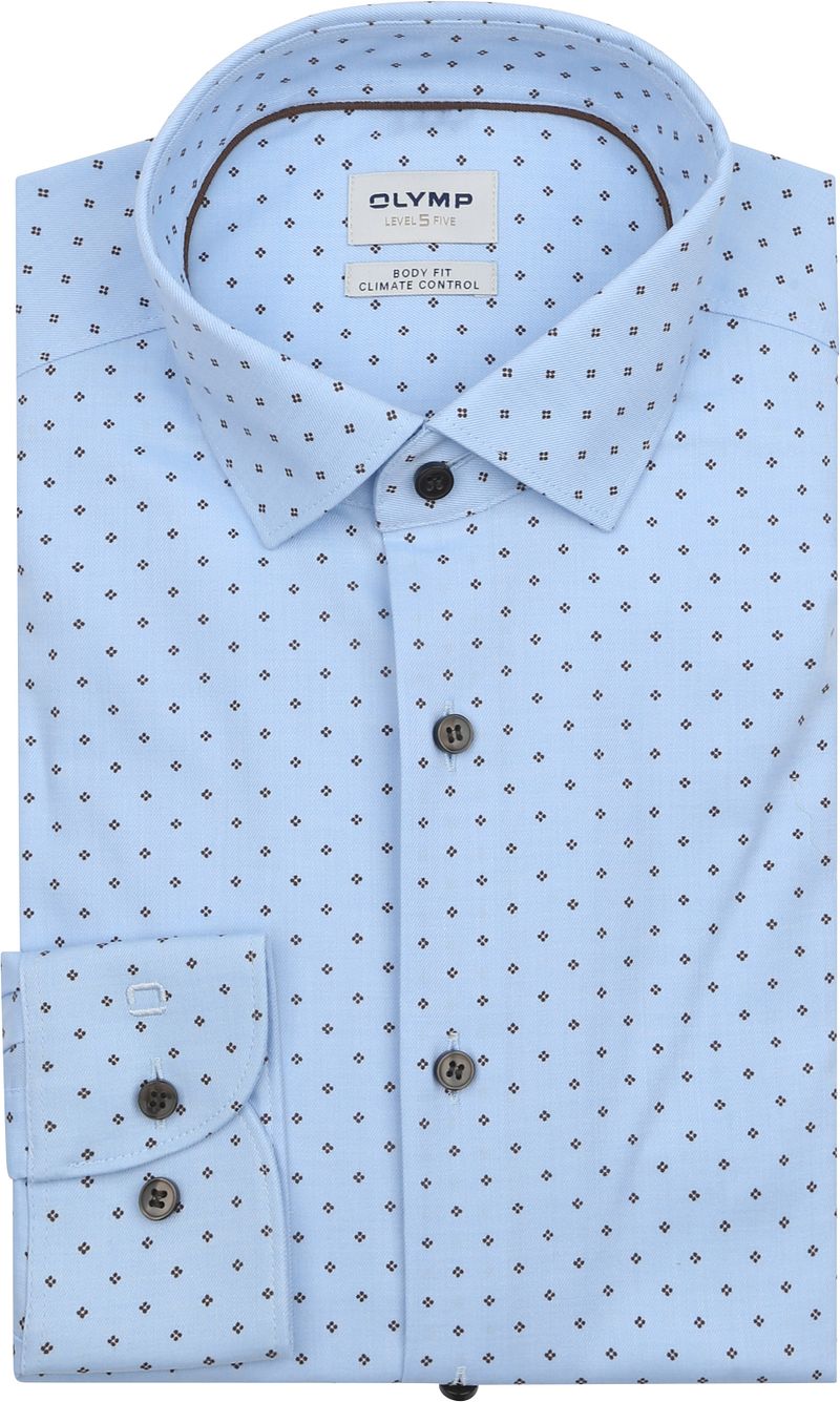 OLYMP Hemd Level 5 Druck Hellblau Extra Long Sleeves - Größe 39 von Olymp