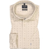 OLYMP Herren Hemd beige Baumwolle gemustert von Olymp