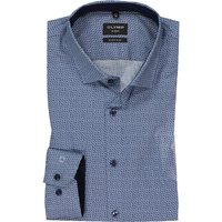 OLYMP Herren Hemd blau Baumwoll-Stretch gemustert Slim Fit von Olymp