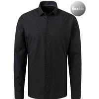 OLYMP Herren Hemd schwarz Baumwolle Slim Fit von Olymp