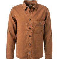 OLYMP Herren Overshirt braun Baumwolle-Leinen von Olymp