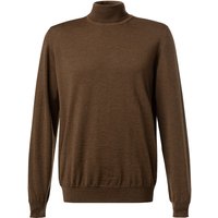 OLYMP Herren Rollkragenpullover braun Merinowolle unifarben von Olymp