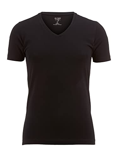 OLYMP Herren T-Shirt V-Ausschnitt Level Five T-Shirt,Männer,Uni,Body fit,schwarz 68,M von OLYMP