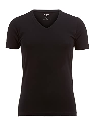 OLYMP Herren T-Shirt V-Ausschnitt Level Five T-Shirt,Männer,Uni,Body fit,schwarz 68,XXL von OLYMP