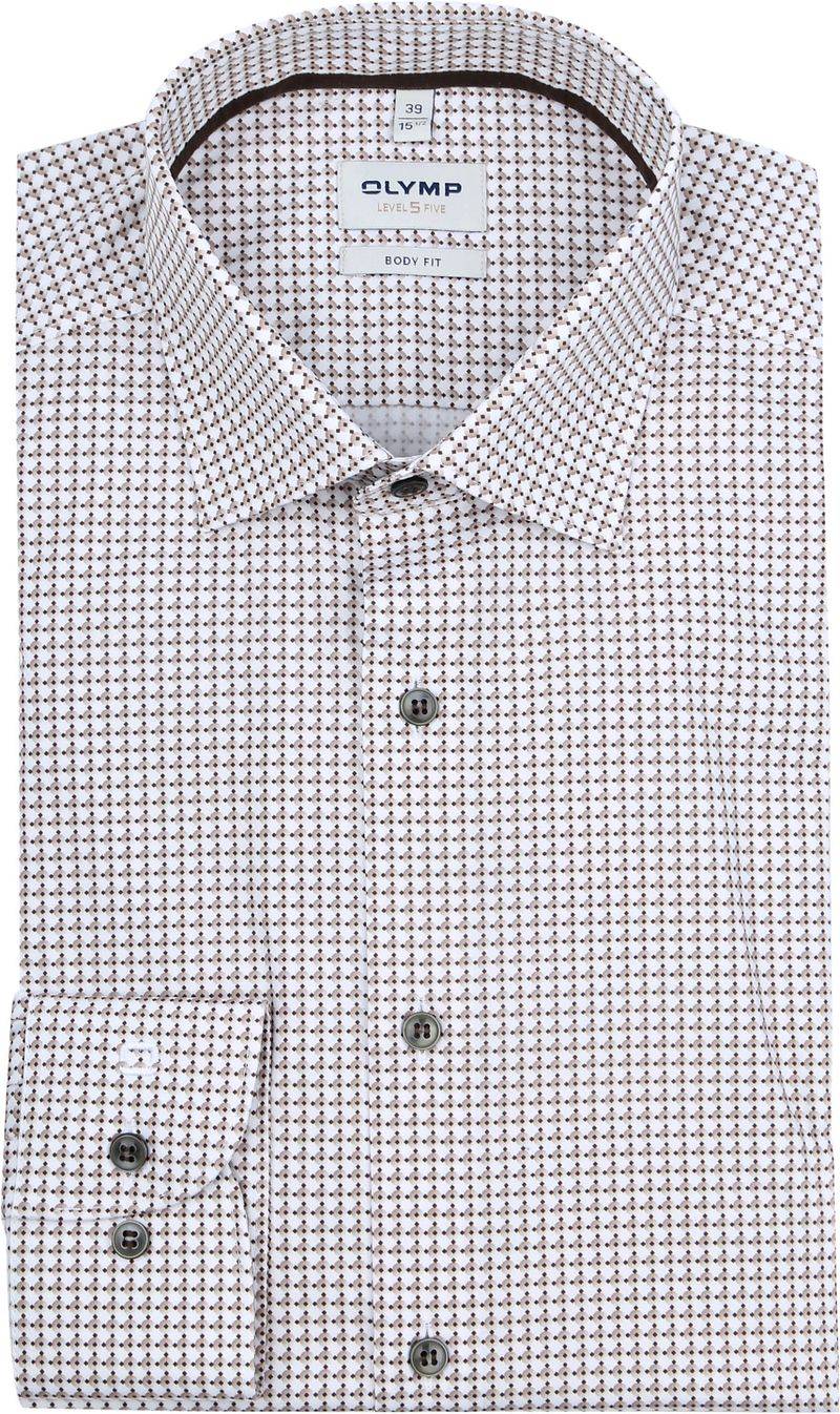 OLYMP Level 5 Hemd Druck Beige - Größe 38 von Olymp