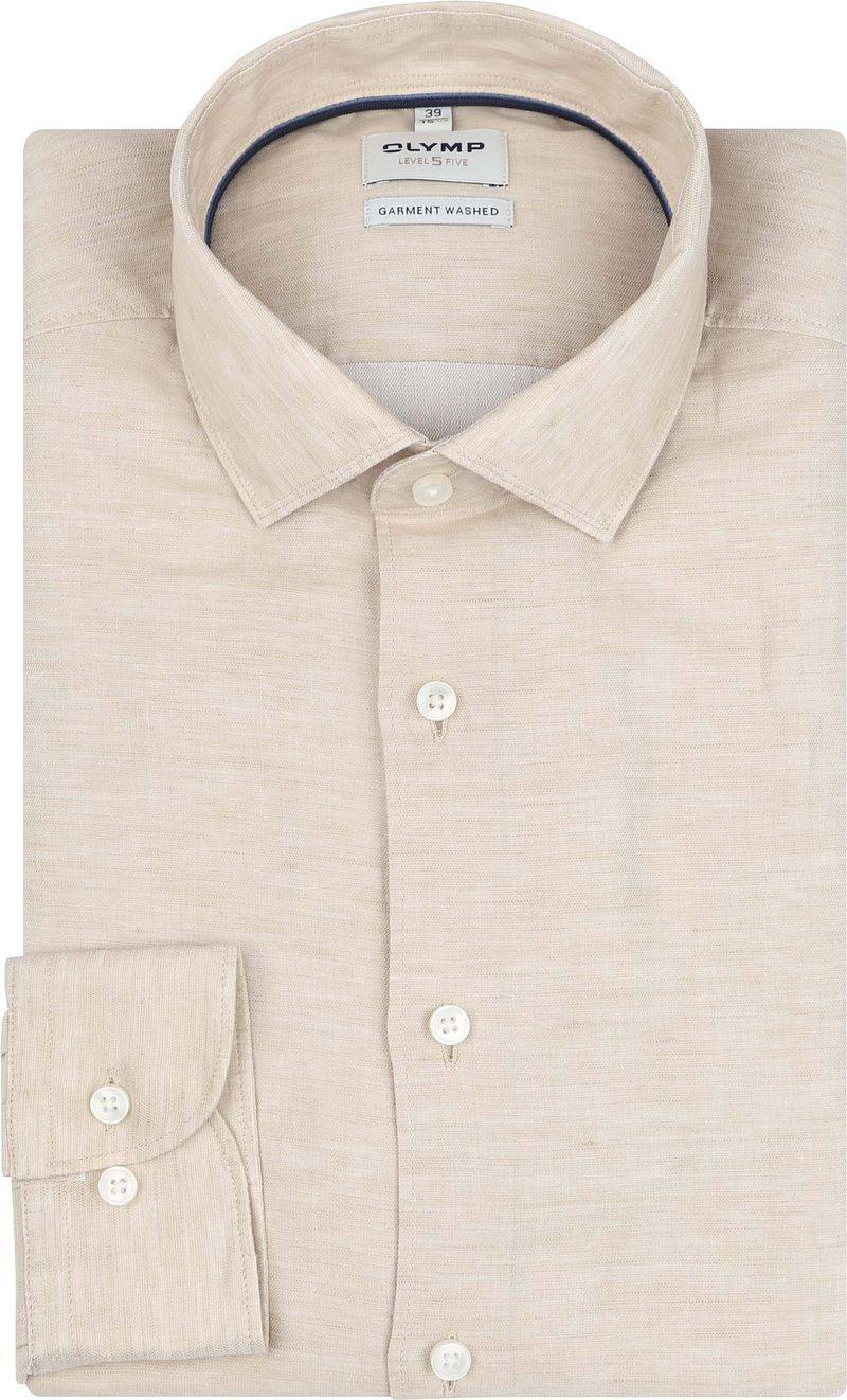 OLYMP Level 5 Hemd Leinen Blend Beige - Größe 40 von Olymp