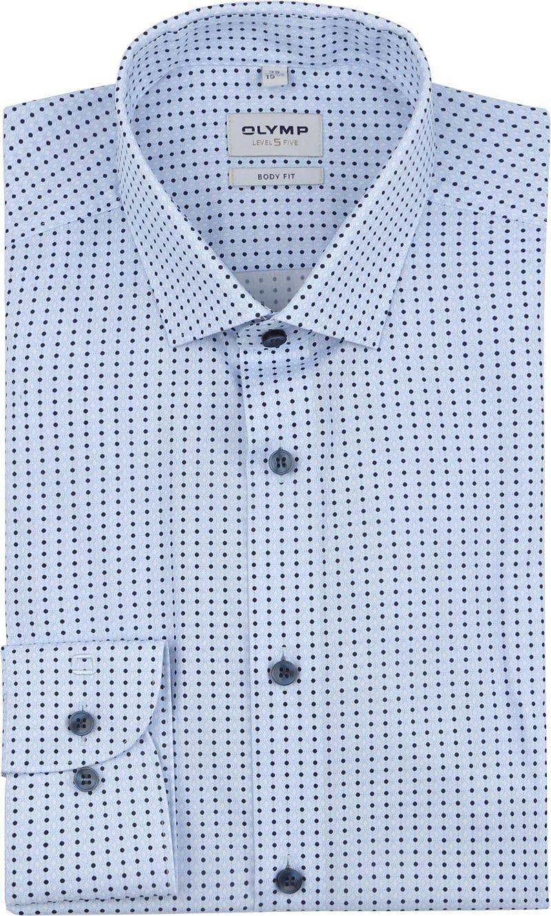 OLYMP Level 5 Hemd Stretch Druck Hellblau - Größe 38 von Olymp