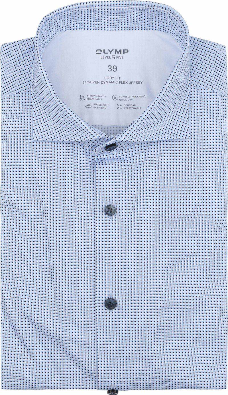 OLYMP Level 5 Hemd Stretch Extra Long Sleeves Druck Blau - Größe 39 von Olymp
