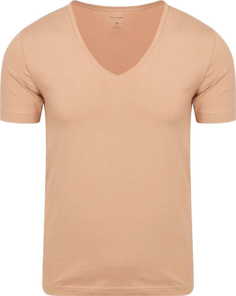 OLYMP Level Five Unterziehshirt/ T-Shirt in Caramel mit V-Hals & - Größe XXL von Olymp