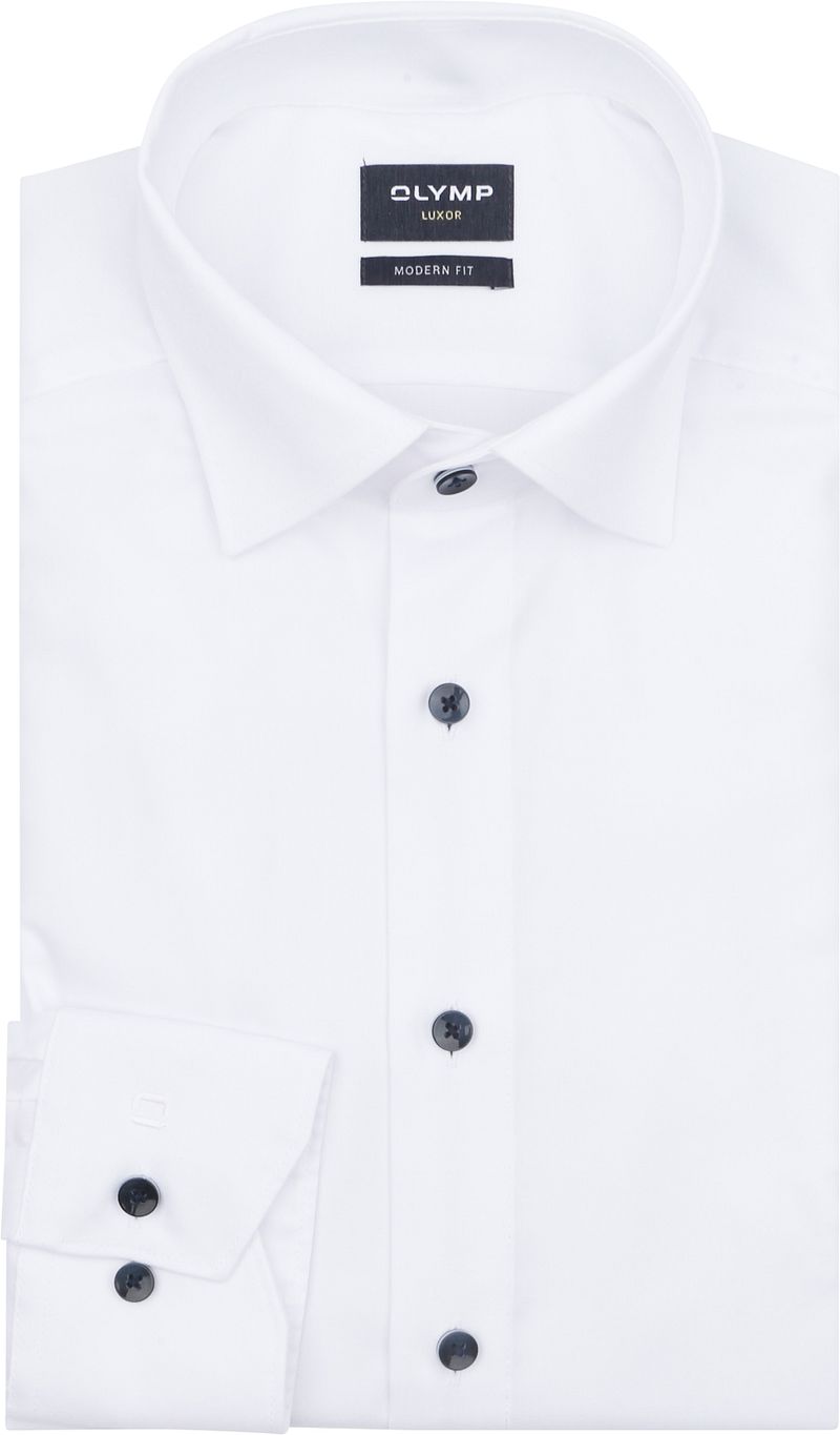 OLYMP Luxor Hemd Contrast Button Weiß - Größe 39 von Olymp