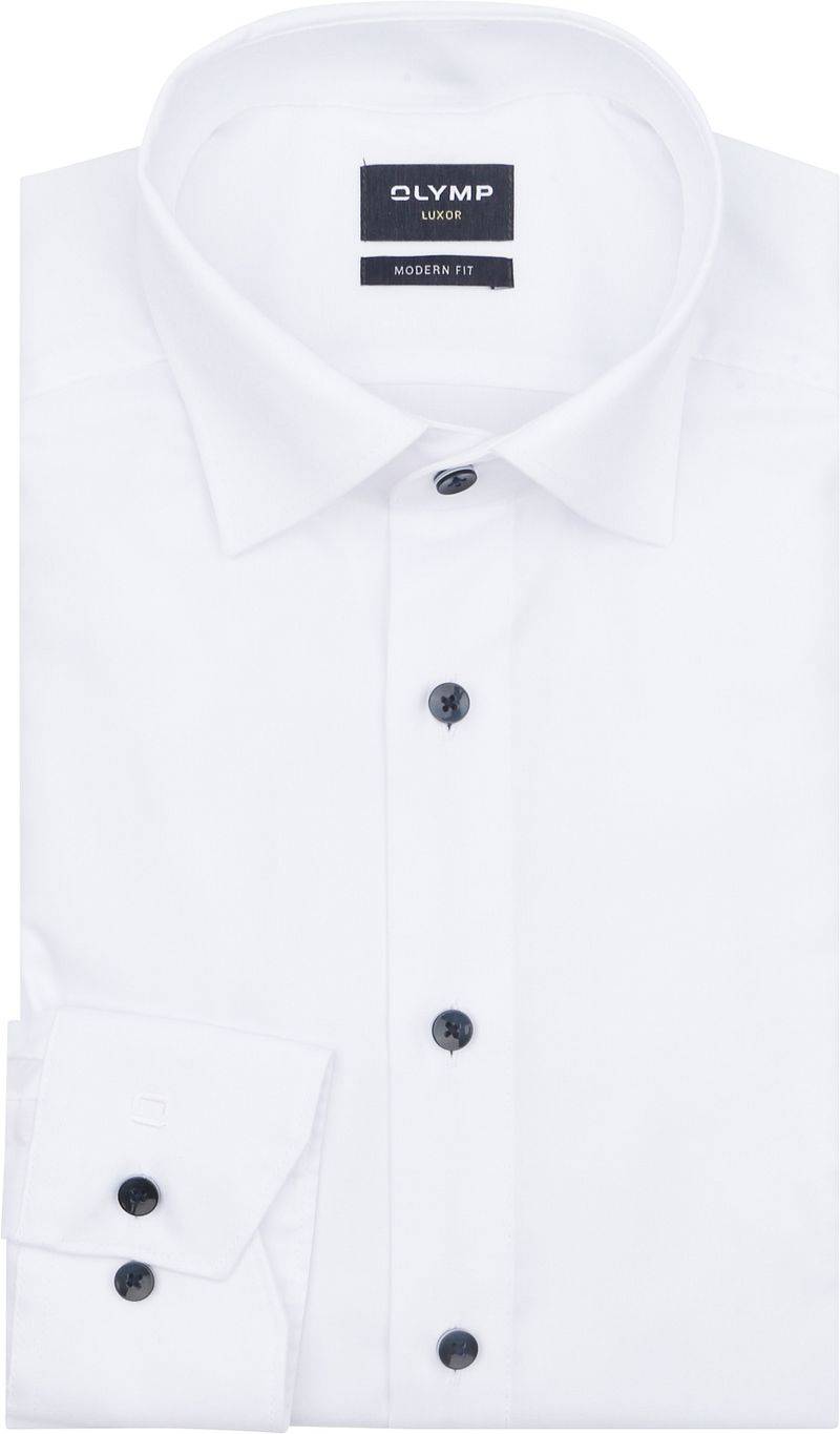 OLYMP Luxor Hemd Contrast Button Weiß - Größe 39 von Olymp
