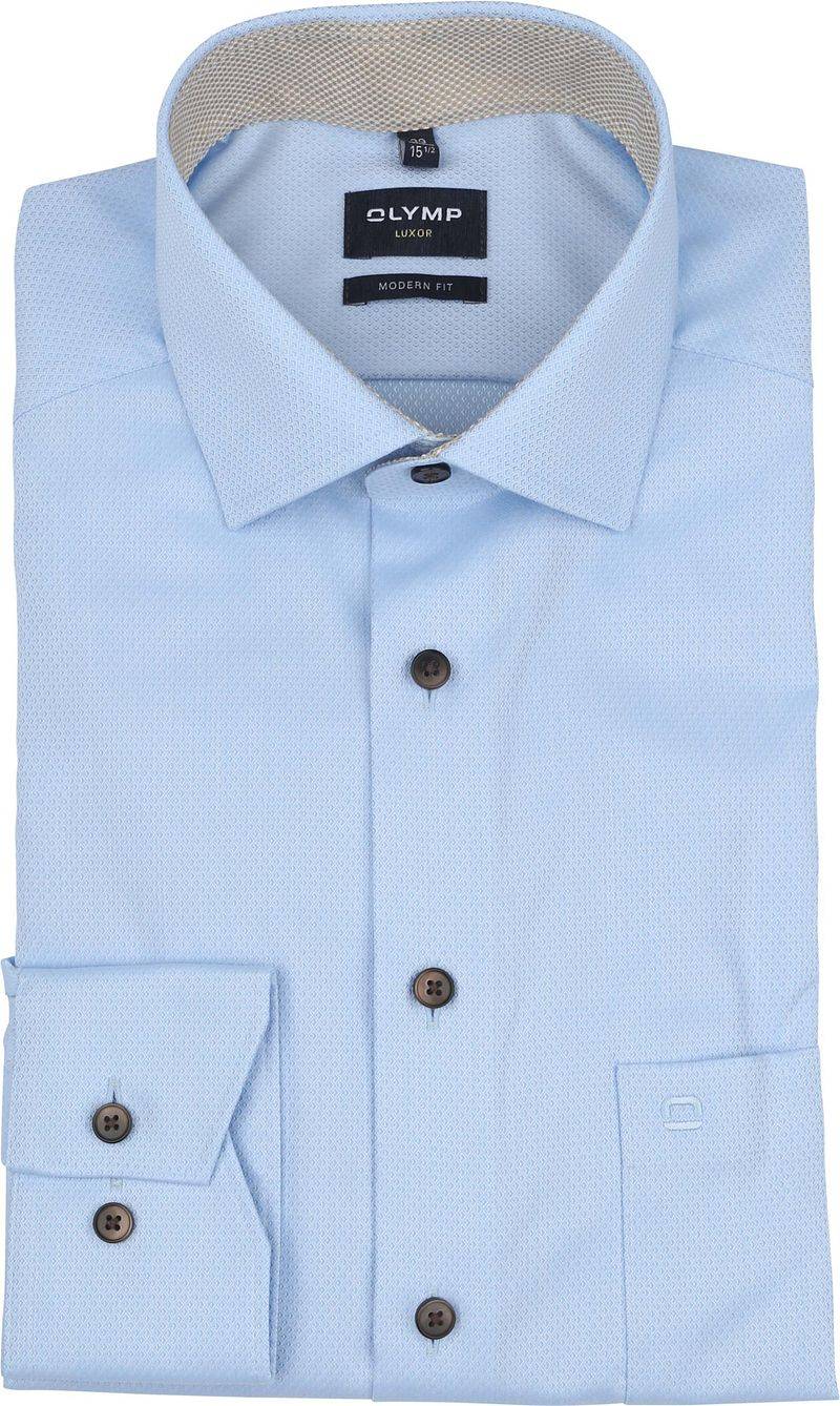OLYMP Luxor Hemd Diamond Structure Hellblau   - Größe 45 von Olymp