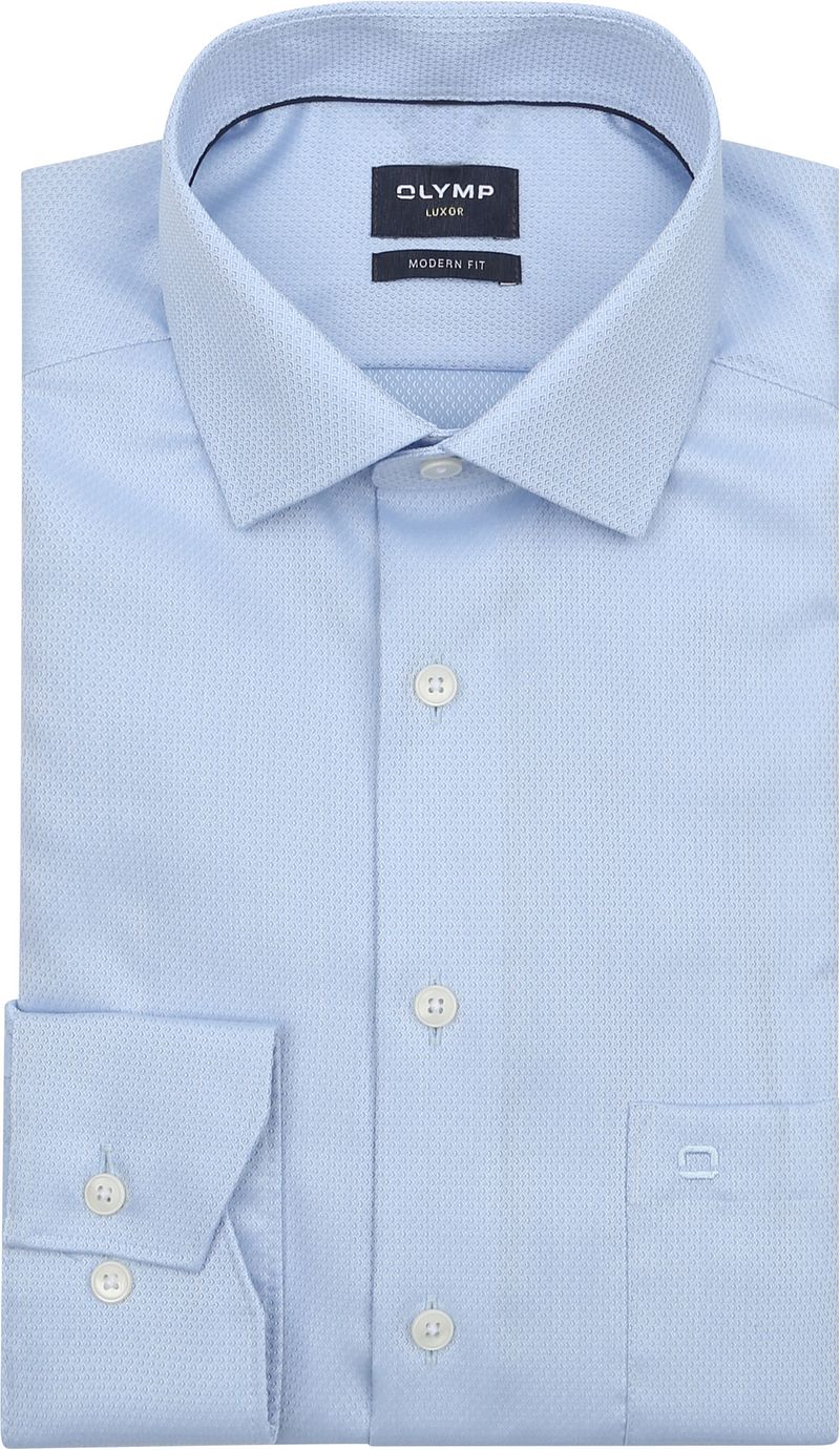 OLYMP Luxor Hemd Diamond Structure Hellblau - Größe 45 von Olymp