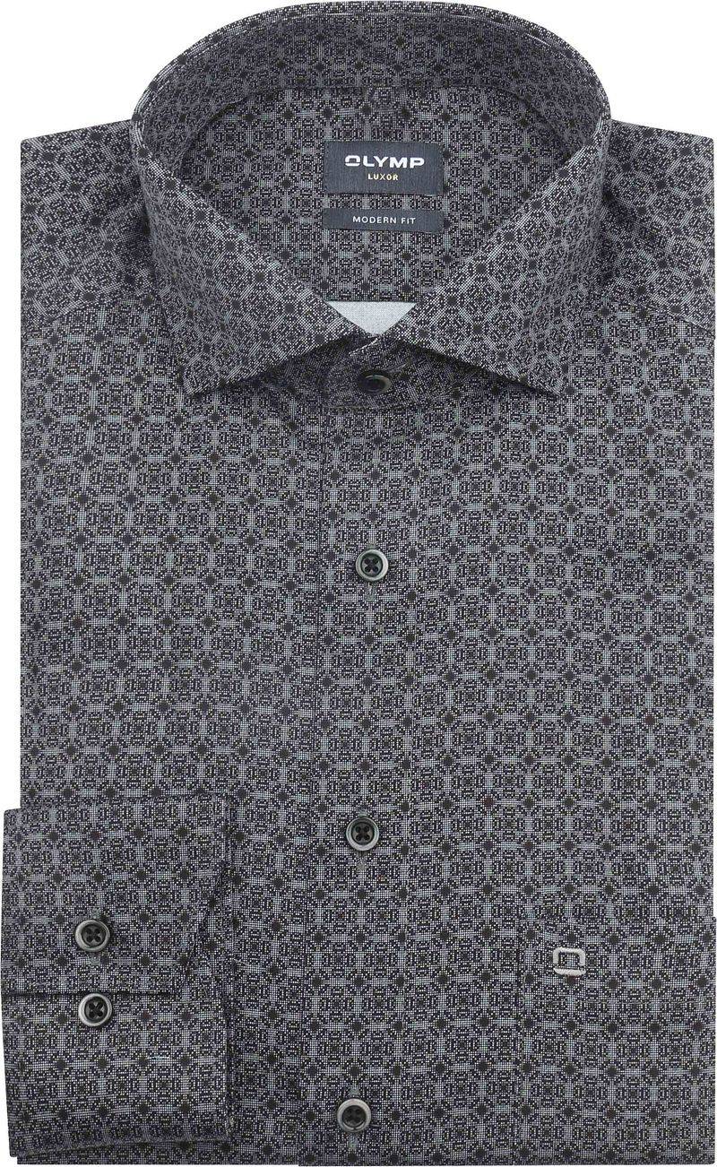 OLYMP Luxor Hemd Druck Grau - Größe 41 von Olymp