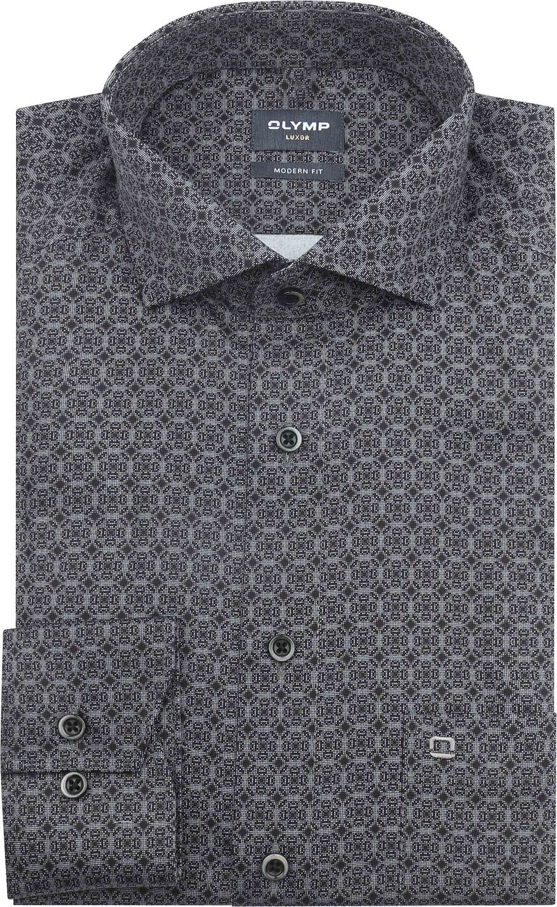 OLYMP Luxor Hemd Druck Grau - Größe 43 von Olymp