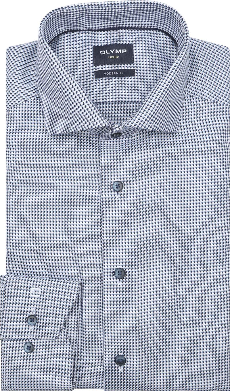 OLYMP Luxor Hemd Druck Structura Blau - Größe 46 von Olymp