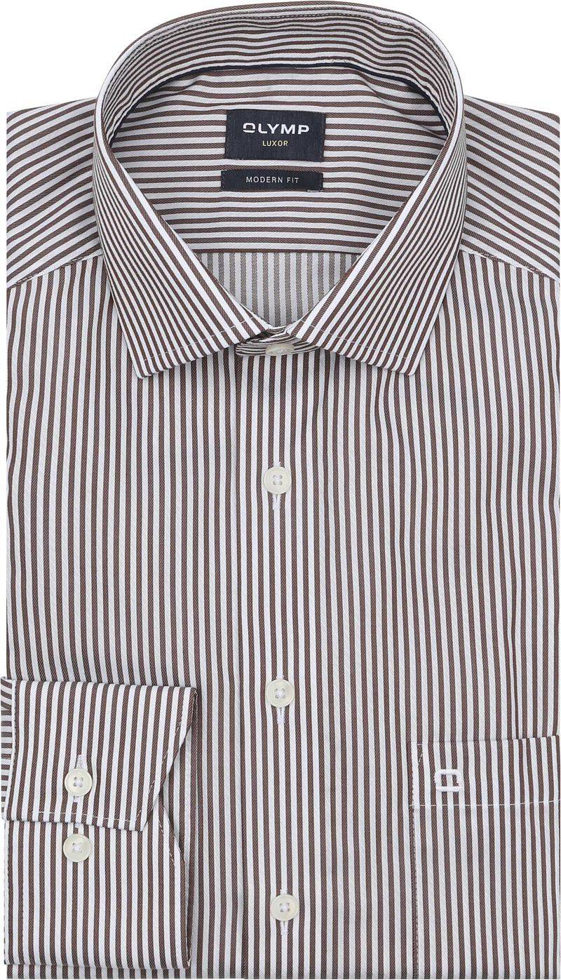 OLYMP Luxor Hemd Streifen Braun - Größe 40 von Olymp