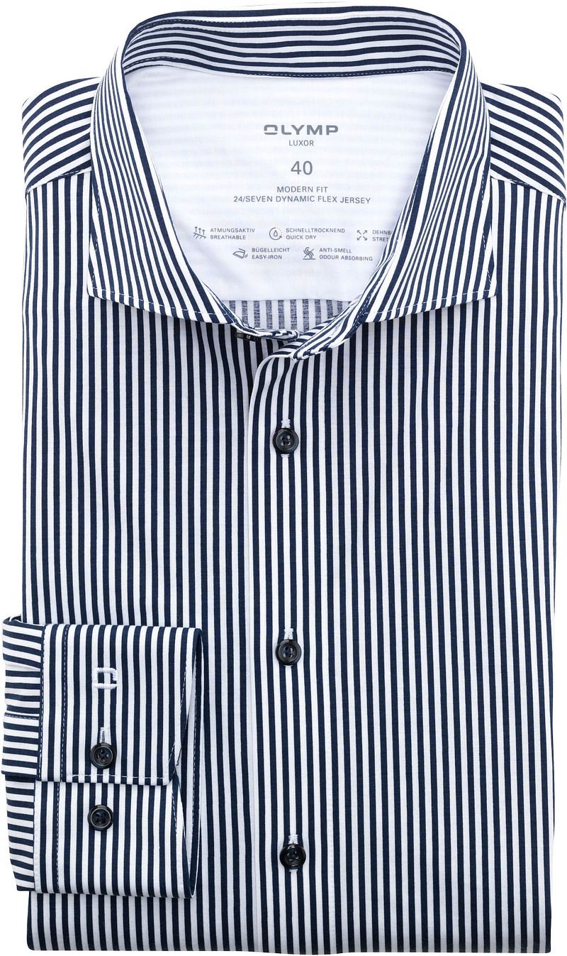 OLYMP Luxor Hemd Streifen Navy - Größe 42 von Olymp