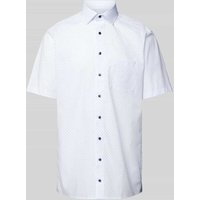 OLYMP Modern Fit Business-Hemd mit Allover-Muster Modell 'Bergamo Kent' in Weiss, Größe 42 von Olymp