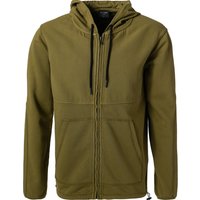 OLYMP Herren Sweatjacke grün Baumwolle unifarben von Olymp