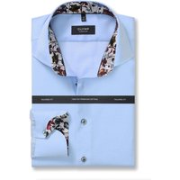 OLYMP Signature, Tailored Fit, Vollzwirn-Hemd mit floralem Ausputz in 40 von Olymp