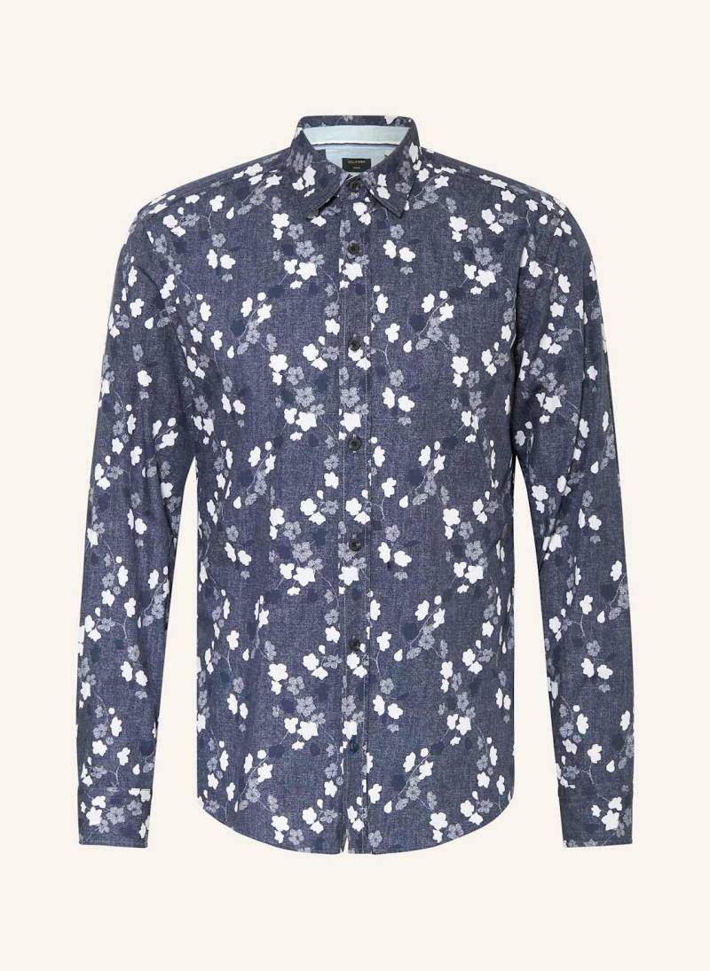 Olymp Hemd Casual Regular Fit In Jeansoptik blau von Olymp