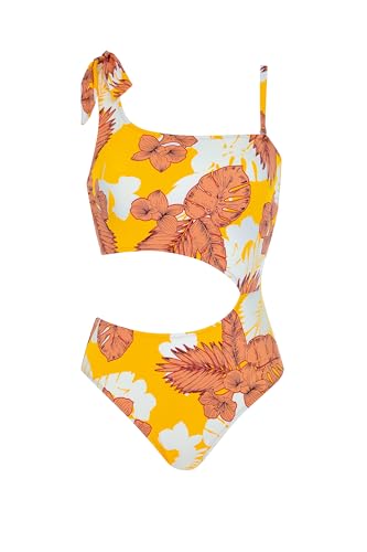 Olympia Badeanzug One-Shoulder Blumenmuster Multicolor Einteiler mit Cut-Out Softschalen abnehmbare Träger hoher Rücken von Olympia