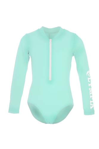 Olympia Badeanzug Unifarben Longsleeve Einteiler mit Reißverschluss Kragen Logo-Print Lange Ärmel von Olympia