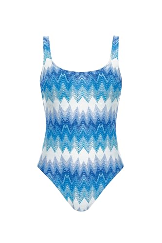 Olympia Badeanzug Wellenmuster Multicolor Einteiler mit Softschalen verstellbare Träger tiefer Rücken von Olympia