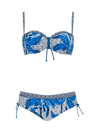 Olympia Bikini Bandeau Maritim Palmen Zweiteiler Set mit Softschalen Bügel verstellbare Träger Verstellbarer breiter Slip von Olympia