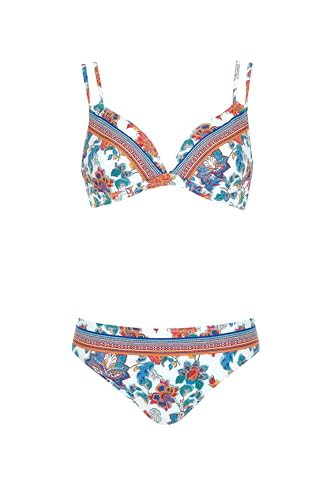 Olympia Bikini Blumenmuster Multicolor Zweiteiler Set mit Bügel Petticoat verstellbare Doppelträger breiter Slip von Olympia