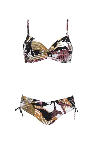 Olympia Bikini Blumenmuster Multicolor Zweiteiler Set mit Raffung Bügel verstellbare Träger Verstellbarer breiter Slip von Olympia