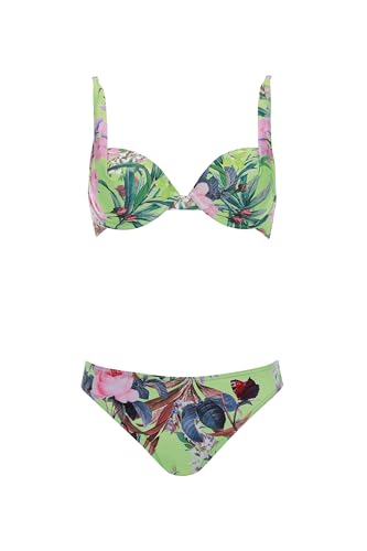 Olympia Bikini Blumenmuster Multicolor Zweiteiler Set mit Softschalen Bügel verstellbare Träger schmaler Slip von Olympia