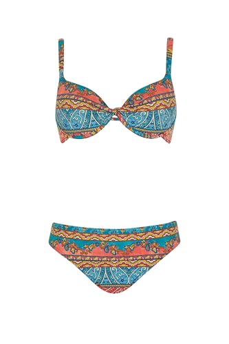 Olympia Bikini Paisley Multicolor Zweiteiler Set mit Softschalen verstellbare Träger Bügel breiter Slip von Olympia
