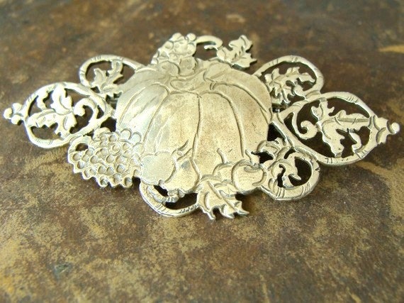 Kürbis Schmuck - Halloween Thanksgiving Geschenk Für Sie Brosche Ernte Silber Anstecknadel von Olympias