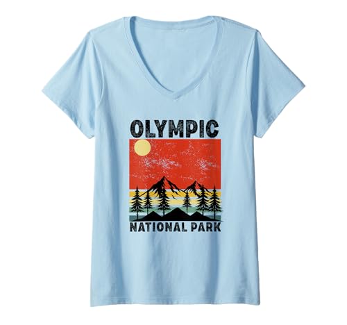 Damen Olympic National Park Washington Souvenir Männer Frauen T-Shirt mit V-Ausschnitt Damen Olympic National Park Washington Souvenir Männer Frauen T-Shirt mit V-Ausschnitt von Olympic National Park Washington
