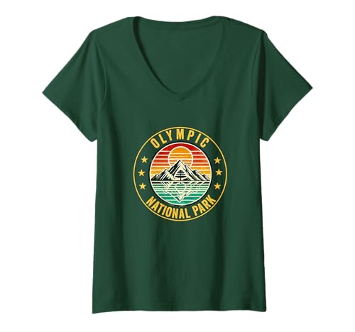 Damen Olympic National Park Washington Souvenir Männer Frauen T-Shirt mit V-Ausschnitt Damen Olympic National Park Washington Souvenir Männer Frauen T-Shirt mit V-Ausschnitt von Olympic National Park Washington